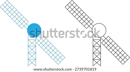 Satellite Tower Icon Vector – Communication Antenna and Space Signal Technology Symbol