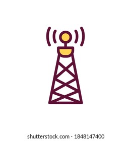 Satellite tower sign, color line icon. Isolated vector element.