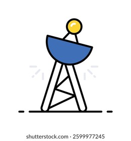 Satellite Tower vector filled outline icon. EPS 10 file