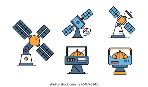 Satellite tracker Line art clean abstract shape vector