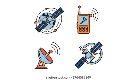 Satellite tracker Line art simple abstract vector