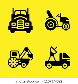 satellite, tractor, loader and truck vector icon set. Sample icons set for web and graphic design