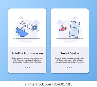 satellite transmission and smart device onboarding template for mobile ui app design