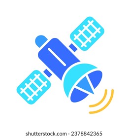 Satellite transmite el icono de la línea de datos. Memoria, almacenamiento de información, contactos. personalización, número, comunicación. Icono de color vectorial sobre fondo blanco para negocios y publicidad.