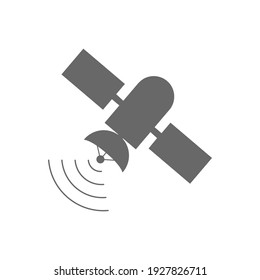 satellite transmits or receives a signal. Vector icon isolated on a white background