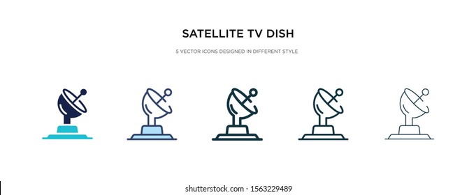 satellite tv dish icon in different style vector illustration. two colored and black satellite tv dish vector icons designed in filled, outline, line and stroke style can be used for web, mobile, ui