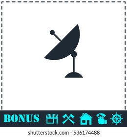 Satellite TV icon flat. Simple vector symbol and bonus icon