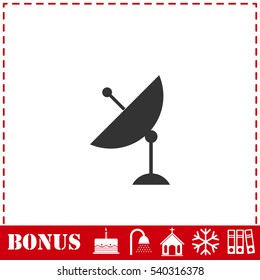 Satellite TV icon flat. Simple vector symbol and bonus icon