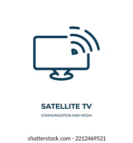 Satellite Tv Icon. Linear Vector Illustration From Communication And Media Collection. Outline Satellite Tv Icon Vector. Thin Line Symbol For Use On Web And Mobile Apps, Logo, Print Media.