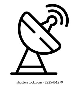 Vector de contorno de icono de televisión por satélite. Instalaciones hoteleras. Habitación moderna