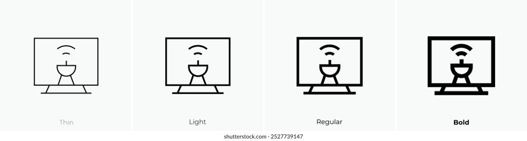 satellite tv icon. Thin, Light Regular And Bold style design isolated on white background