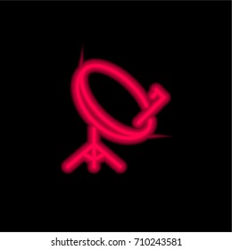 Satellite Tv red glowing neon ui ux icon. Glowing sign logo vector