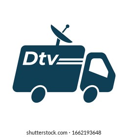 Satellite TV van icon, vector graphic