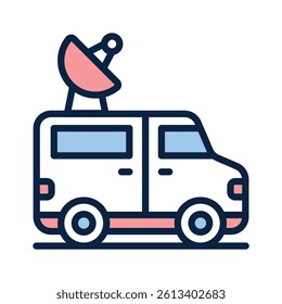 Satellite van icon representing mobile broadcasting and live communication
