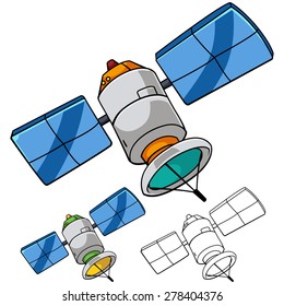 Satellite vector art isolated on white background.