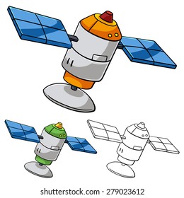 Satellite vector art isolated on white background.