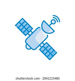 Satellite vector blue colours icon style illustration. Eps 10 file