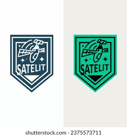 Satellite vector design that can be used as a logo and icon in a modern style