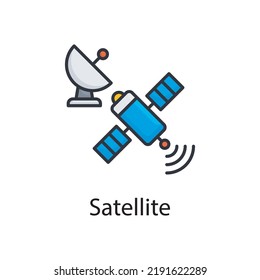 Satellitenvektorgefüllte Umrisslinie Icon Design Illustration. Verschiedenes Symbol auf weißem Hintergrund EPS10-Datei