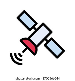 satellite vector flat color icon 