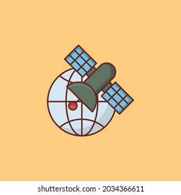 satellite vector flat color icon