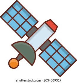 satellite vector flat color icon