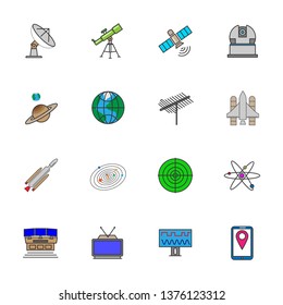 Satellite vector flat icon set, Space on white background