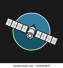 Satellite vector flat illustration with background