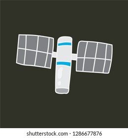 satellite vector. hand drawn icon. astronomy illustration. editable stroke