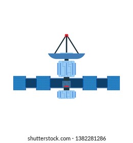 Satellite vector icon communication dish space. Antenna global earth GPS cosmos orbit. Astronomy solar planet station