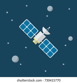 Satellite vector icon in flat style. Vector illustration