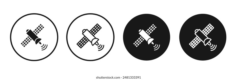 Satellite vector icon set black filled and outlined style.