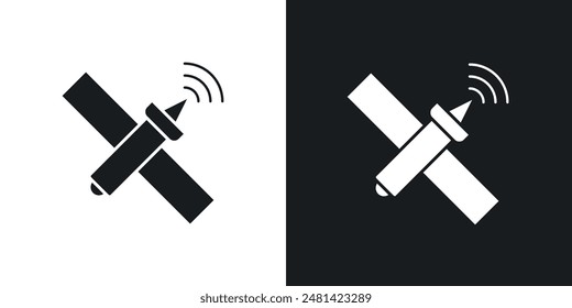 Satellite vector icon set in black color.