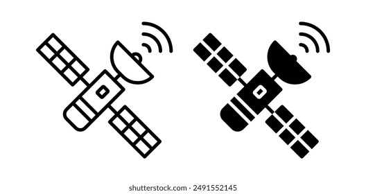 satellite vector icon set in black color.