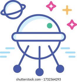 Ilustración de estilo de icono de vector de satélite. Símbolo espacial EPS 10.