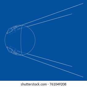 Satellite. Vector illustration isolated on white background. Vector rendering of 3d