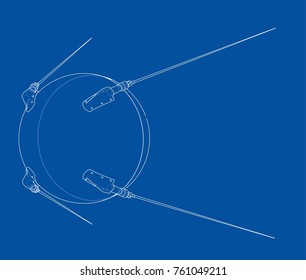 Satellite. Vector illustration isolated on white background. Vector rendering of 3d