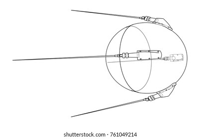 Satellite. Vector illustration isolated on white background. Vector rendering of 3d
