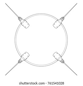 Satellite. Vector illustration isolated on white background. Vector rendering of 3d