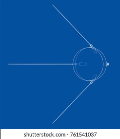 Satellite. Vector illustration isolated on white background. Vector rendering of 3d