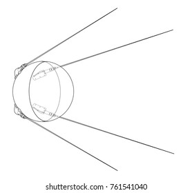 Satellite. Vector illustration isolated on white background. Vector rendering of 3d