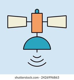 Satellite vector isolated icon. Navigation sign. Graph symbol for travel and tourism web site and apps design, logo, app, UI