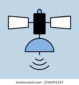 Satellite vector isolated icon. Navigation sign. Graph symbol for travel and tourism web site and apps design, logo, app, UI
