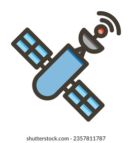 Satellite Vector Thick Line Filled Colors Icon For Personal And Commercial Use.
