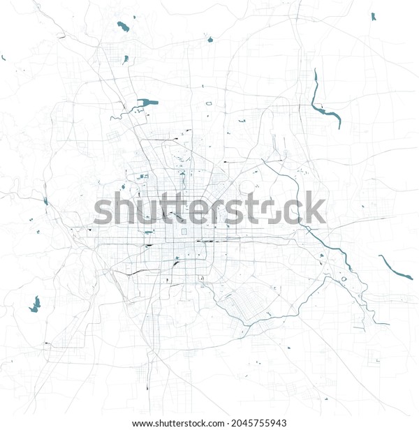 Satellite view of the city of Beijing, China.
Vector map of the city. Roads, highways, railway lines, waterways
and secondary roads of the
capital.