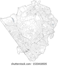 Satellite View Of The London Boroughs, Map And Streets Of Barnet Borough. England