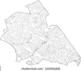 Satellite View Of The London Boroughs, Map And Streets Of Brent Borough. England