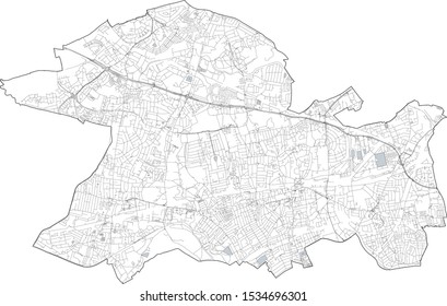 Satellite View Of The London Boroughs, Map And Streets Of Ealing Borough. England