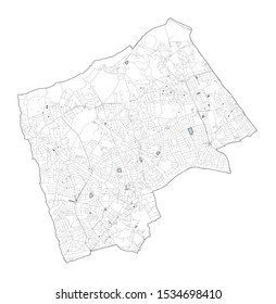 Satellite View Of The London Boroughs, Map And Streets Of Harrow Borough. England