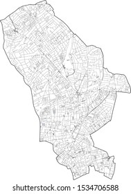 Satellite View Of The London Boroughs, Map And Streets Of Islington Borough. England